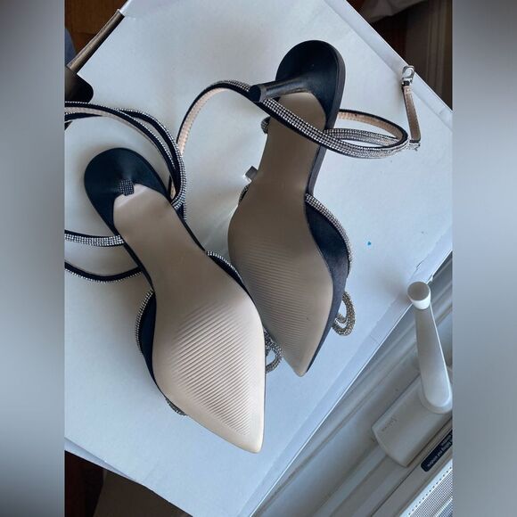 Frankie Hsu Stiletto High Heeled Pumps Sandals, Crystal Rhinestone - Picture 7 of 8